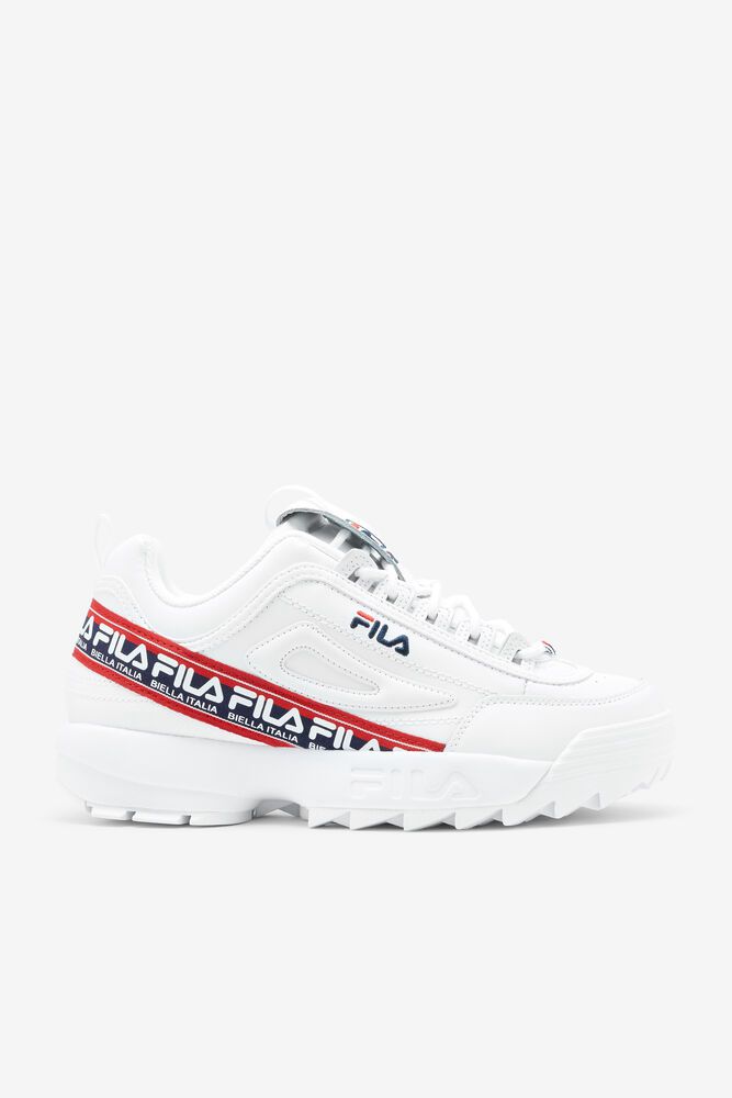 Fila Trainers Mens White Disruptor 2 Premium Logo Tape - Ireland 47823-POVR